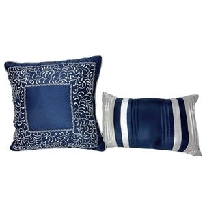 NEW Madison Park Navy Embroidery and pleating Decorative and Throw Pillows